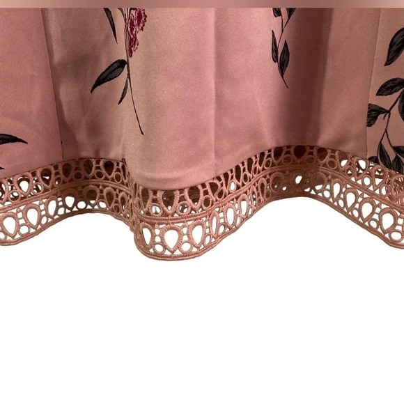 Macy's ALFANI Mauve Floral Midi Cutout Dress with Bell Sleeves Size 16 NWT - Picture 7 of 11